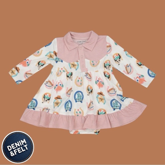 Angel Dear Baby Girl Western/Cowgirl/Rodeo Skirted/Dress Bodysuit One Piece| NEW - Picture 1 of 3